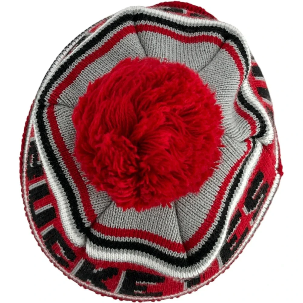 New Era Ohio State Buckeyes Beanie Hat Red Gray Knit Pom Cuffed NCAA Mens OSFM